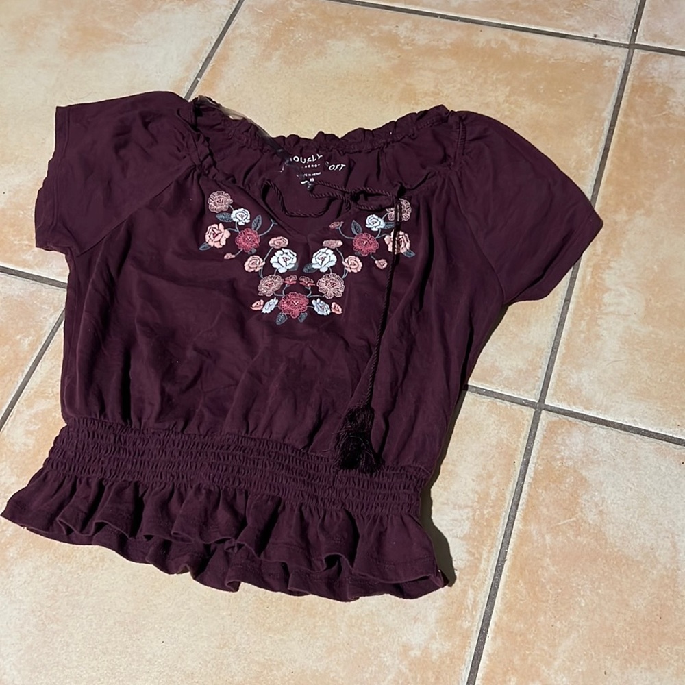 Wine color blouse for women, brand seriously gift.Z:XS.